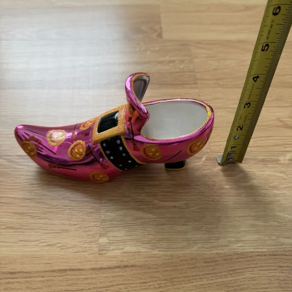 Christopher Radko‎ Foot Fright Pumpkins Halloween Witch Shoe Candy Dish